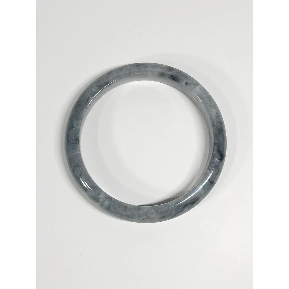 Natural Jadeite Jade Bangle Bracelet Dark Grey 2.5